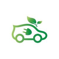 coche ecológico y vector de logotipo de icono de tecnología de coche verde eléctrico.