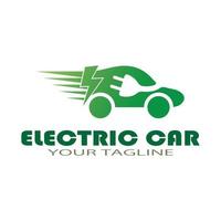 coche ecológico y vector de logotipo de icono de tecnología de coche verde eléctrico.