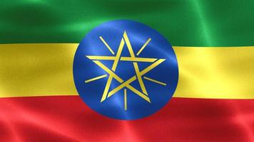 vlag van ethiopië - realistische wapperende stoffen vlag video