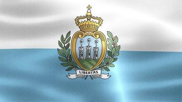 3d-illustration einer san marino-flagge - realistische wehende stoffflagge. video