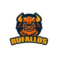 logo buffalo bulls mascota dibujos animados ilustraciones vector