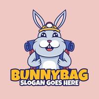 bunny logo bag mascot cartoon illustrations vector