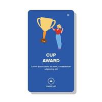Cup Award Holding Sport Event Winner Woman Vector