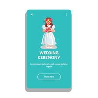 Wedding Ceremony Girl Wear Ceremonial Dress Vector