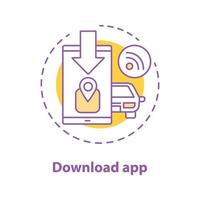 Mobile app downloading concept icon. Carpooling service idea thin line illustration. Vector isolated outline drawing