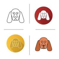 Cocker Spaniel icon. Gundog breed. Flat design, linear and color styles. Isolated vector illustrations