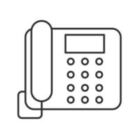 Landline phone linear icon. Thin line illustration. Office telephone. Contour symbol. Vector isolated outline drawing