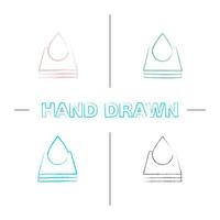 Printing hand drawn icons set. Paper or fabric with paint drop. Color brush stroke. Isolated vector sketchy illustrations