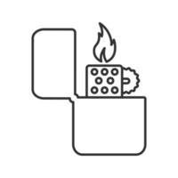 Flip lighter linear icon. Thin line illustration. Cigarette lighter. Contour symbol. Vector isolated outline drawing