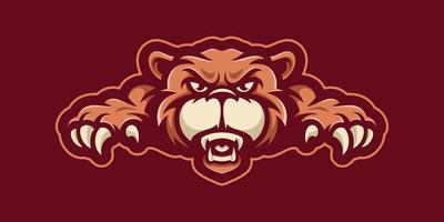 Grizzly bear logo mascot cartoon illustrations vector