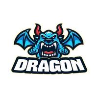 Blue dragon mascot logo illustrations vector