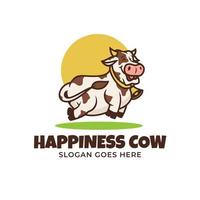 felicidad logo mascota vaca granja rancho ilustración vector