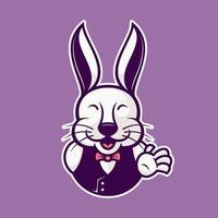 Bunny logo mascot say hello