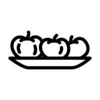 plate with tomatoes line icon vector illustration