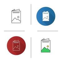 Brochure icon. Leaflet. Flat design, linear and color styles. Isolated vector illustrations