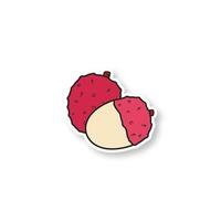 Lychee patch. Color sticker. Vector isolated illustration