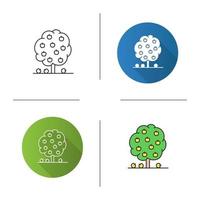 Fruit tree icon. Flat design, linear and color styles. Isolated vector illustrations