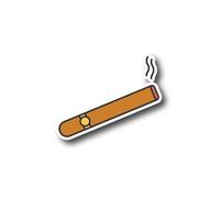 Burning cigar patch. Cigarette. Smoking area. Color sticker. Vector isolated illustration