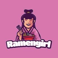 logo mascot ramen girl mascot illustrations