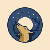 deer and moon logo mascot vector