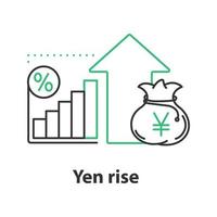 Yen rise concept icon. Profit growth idea thin line illustration. Vector isolated outline drawing