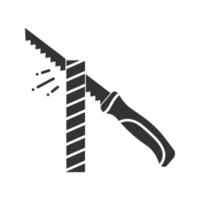 icono de glifo de tablón de madera de corte de sierra de almohadilla. símbolo de la silueta. espacio negativo. ilustración vectorial aislada vector