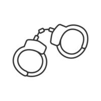 Handcuffs linear icon. Manacle. Thin line illustration. Contour symbol. Vector isolated outline drawing