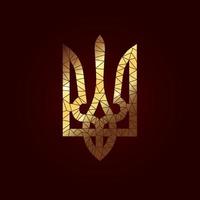 Coat of arms of Ukraine in gold color on a black background. vector