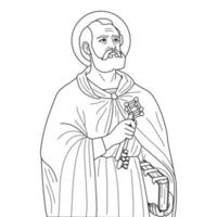Saint Peter Apostle of Christ Vector Illustration Outline Monochrome