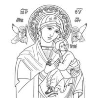 Our Lady of Perpetual Help Vector Illustration Outline Monochrome