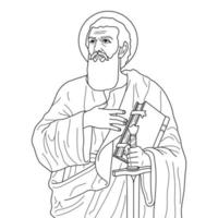 Saint Paul Apostle of Tarsus Vector Illustration Outline Monochrome