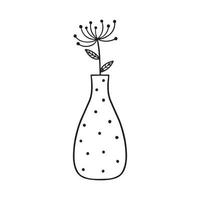 Hand drawn branches in a vase doodle. Home plants in sketch style. Vector illustration isolated on white background.