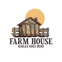 Hand drawn farm house vector illustration logo design