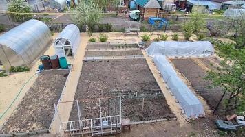 Garden beds top view in spring video