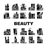 iconos de colección de maquillaje de productos de belleza establecer vector