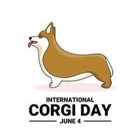 Cute cartoon character of corgi dog, as a banner or poster, International Corgi Day.
