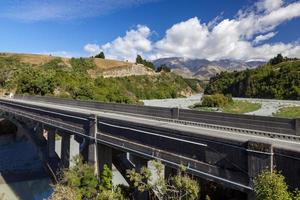 View of the modern bridge over the Rakaia River in  New Zealand on February 25, 2012 photo