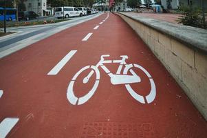 Ruby red color bike path photo