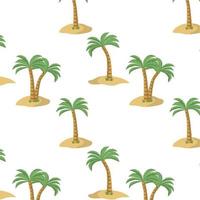 Cartoon tropical palms on sand island. Vector seamless pattern. Isolated on white background. Floral design for wallpaper, textile, print.