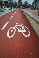 Ruby red color bike path photo