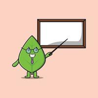 Cute cartoon green leaf teaching with whiteboard vector