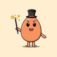 A gorgeous smart cute cartoon magician brown egg vector