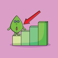 Green leaf cute businessman with a inflation chart vector