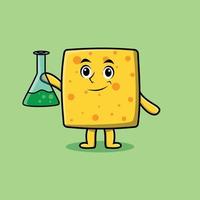 Cute cartoon mascot character cheese as scientist vector