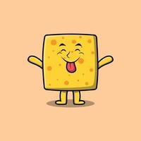 Cute cartoon cheese with flashy expression vector