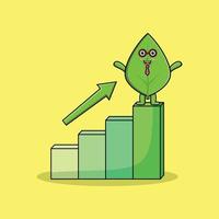 Green leaf cute businessman with a deflation chart vector