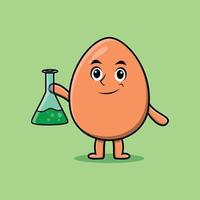 Cute cartoon brown cute egg as scientist vector