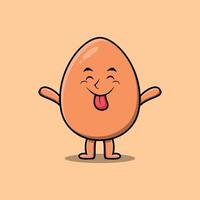 Cute cartoon brown cute egg character with flashy vector
