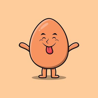 Cute cartoon brown cute egg character with flashy