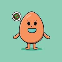 cartoon brown cute egg using mask to prevent virus vector